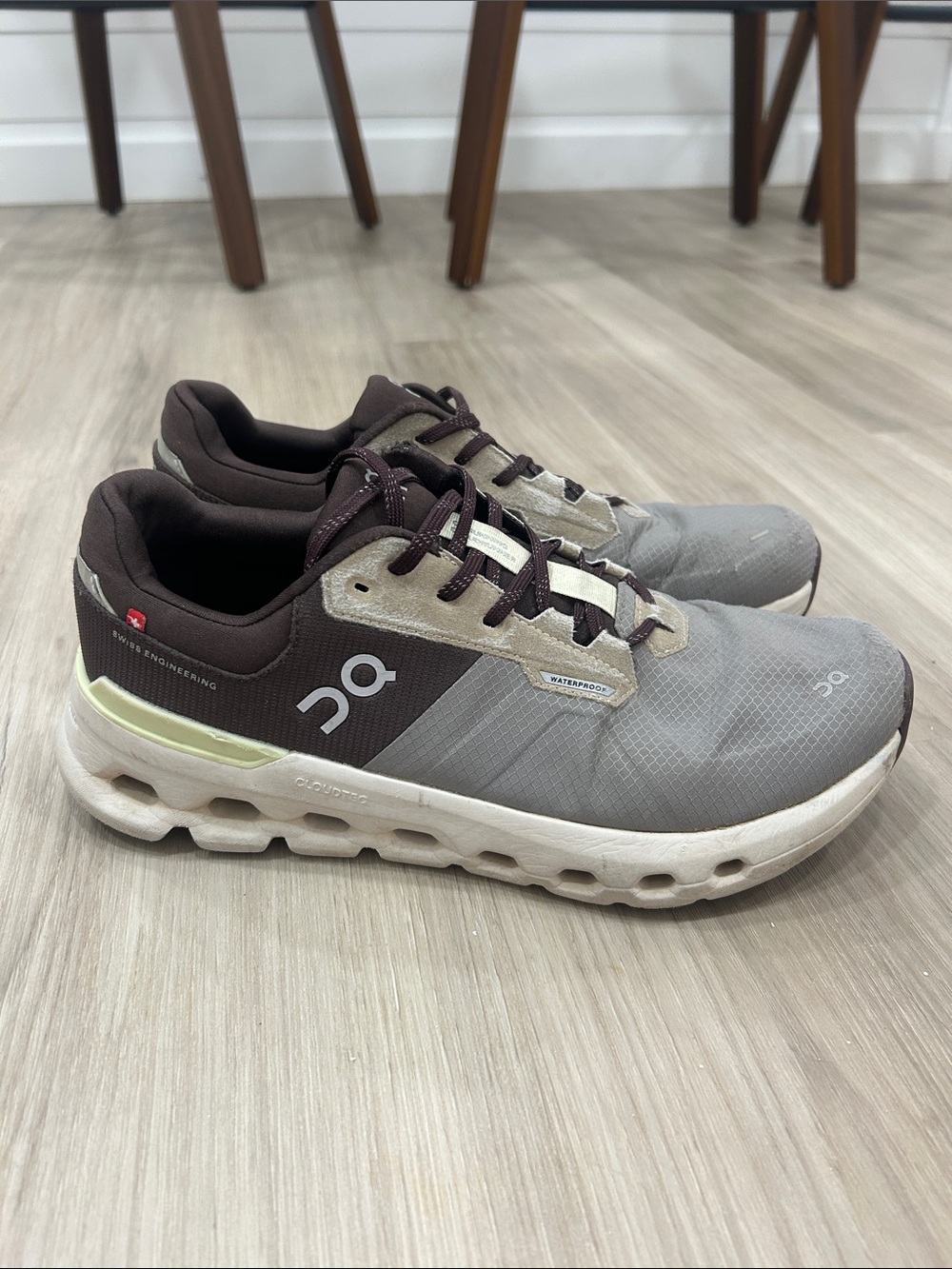 On Cloudrunner Waterproof Running Shoes Grey Brown Womens Size 10